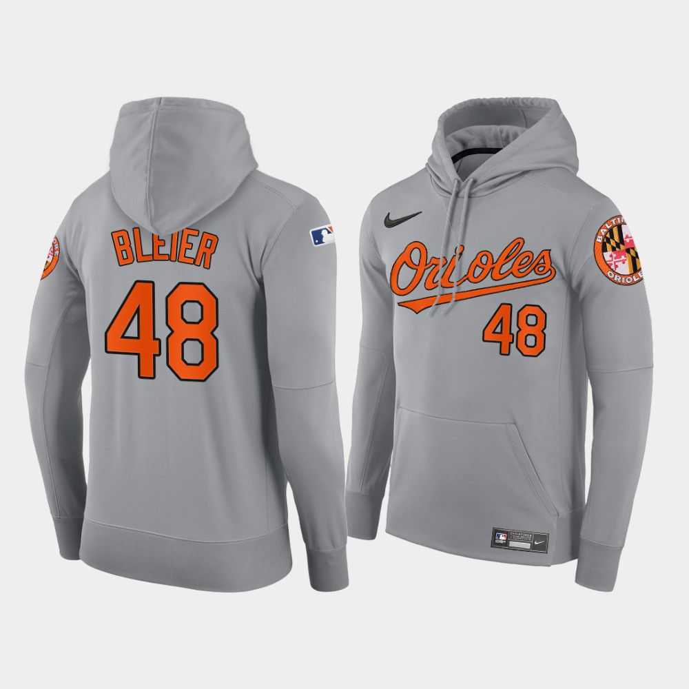 Men Baltimore Orioles 48 Bleier gray road hoodie 2021 MLB Nike Jerseys